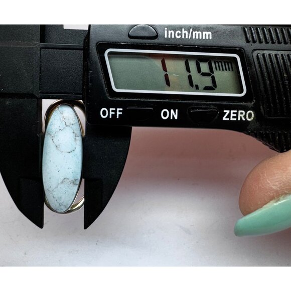 Sterling Silver 925 Turquoise Statement Ring Size 4.5 Vintage Estate Jewelry - Picture 7 of 11